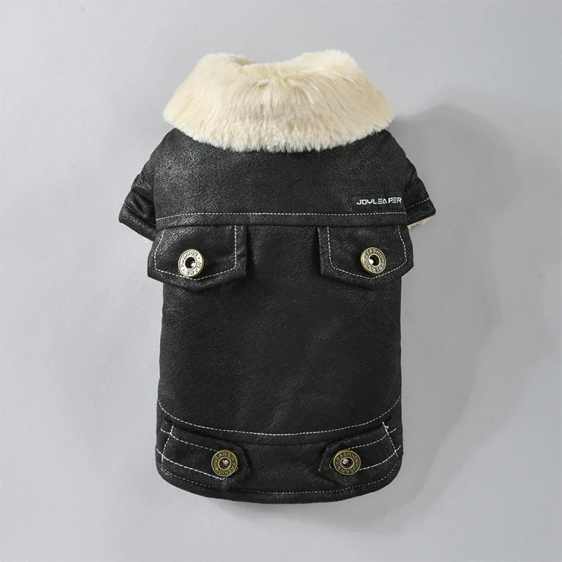 Veste d’hiver chaude effet cuir - chien et chat