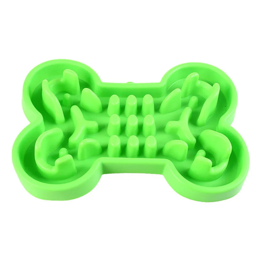 Gamelle lente en silicone en forme d’os pour chien et chat