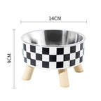 Bol surélevé à pois ou à damier en acier inoxydable pour chien & chat