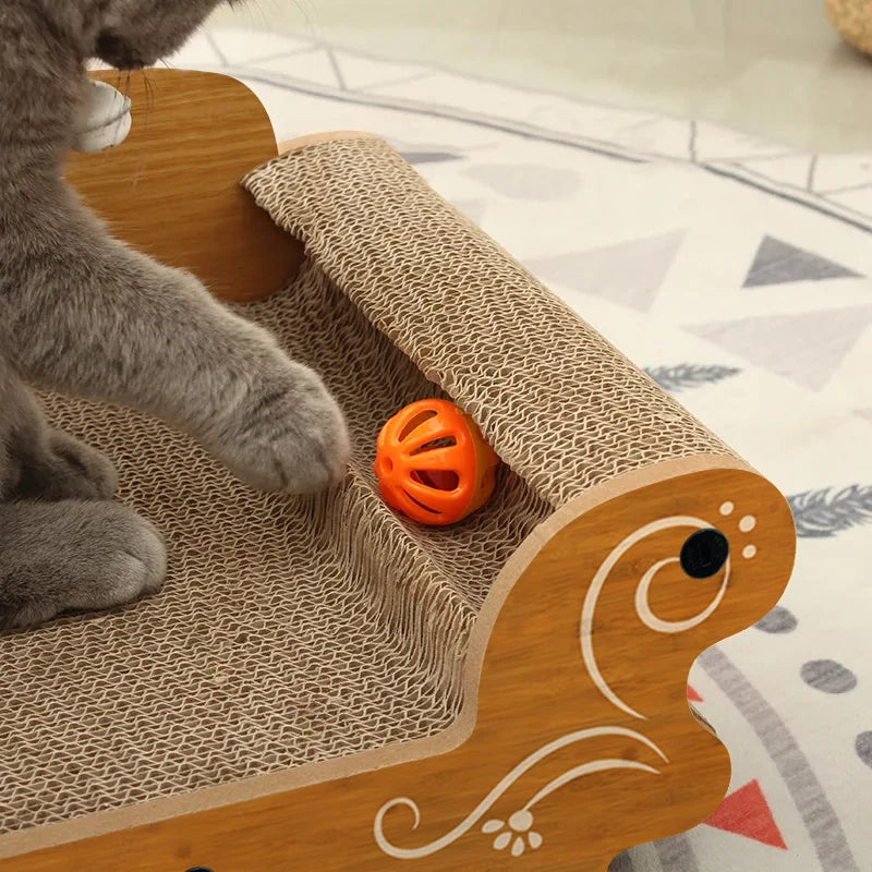 Lit canapé en bois pour chat avec griffoir en carton ondulé