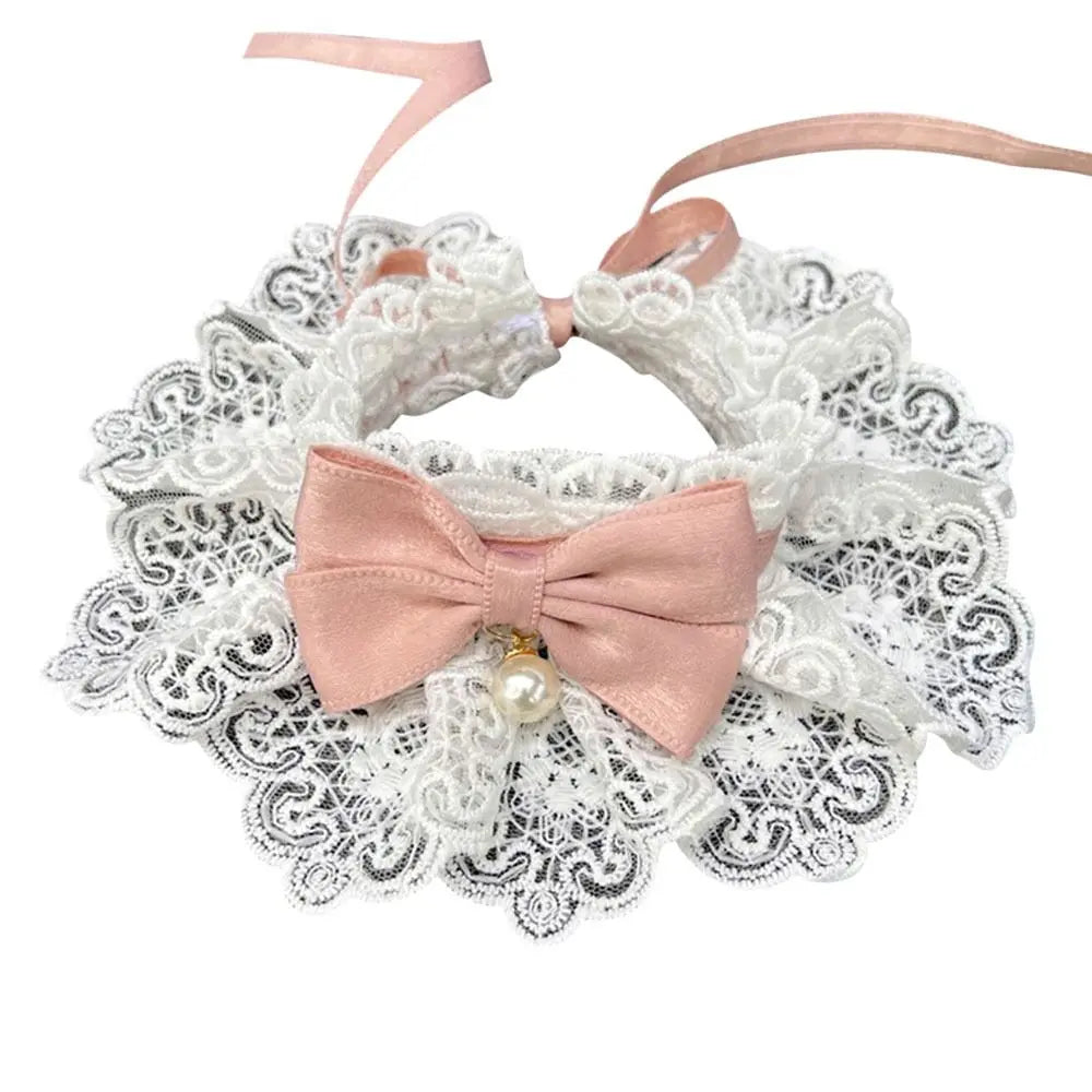 Collier dentelle nœud - chat ou petit chien