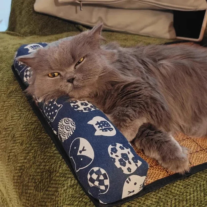 Tapis d’Été en Rotin avec Traversin