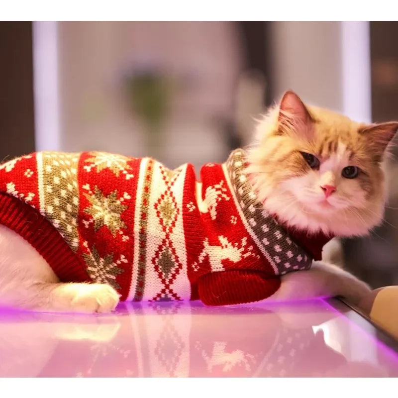 Pull de Noël col roulé pour chien & chat