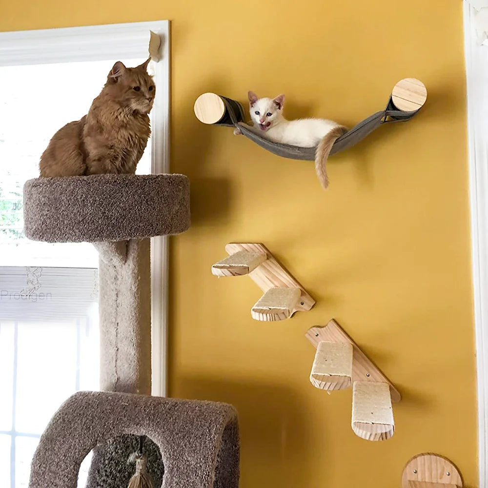 Arbre à Chat Mural en Bois