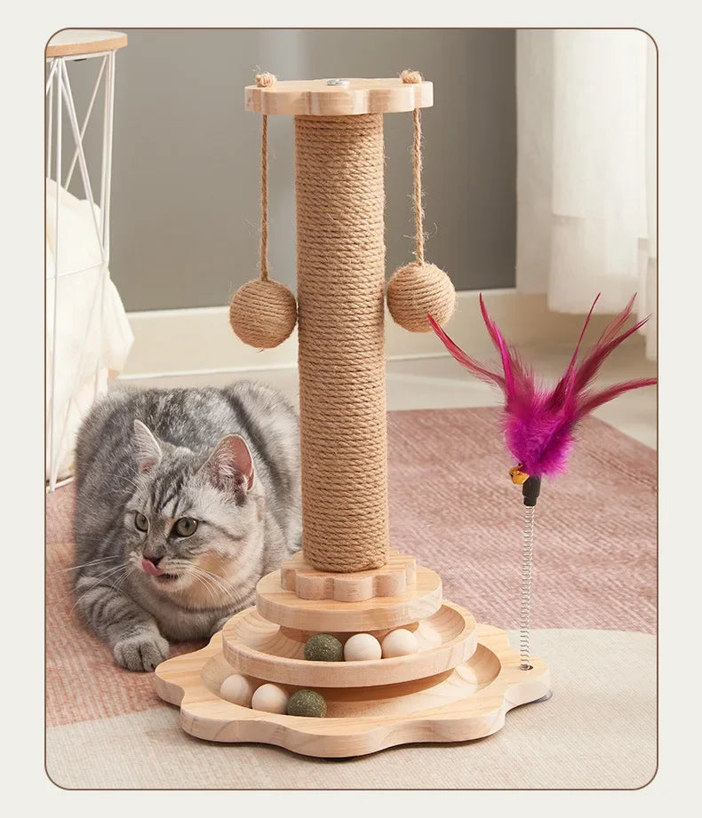 Plateau Tournant en Bois Massif pour Chat