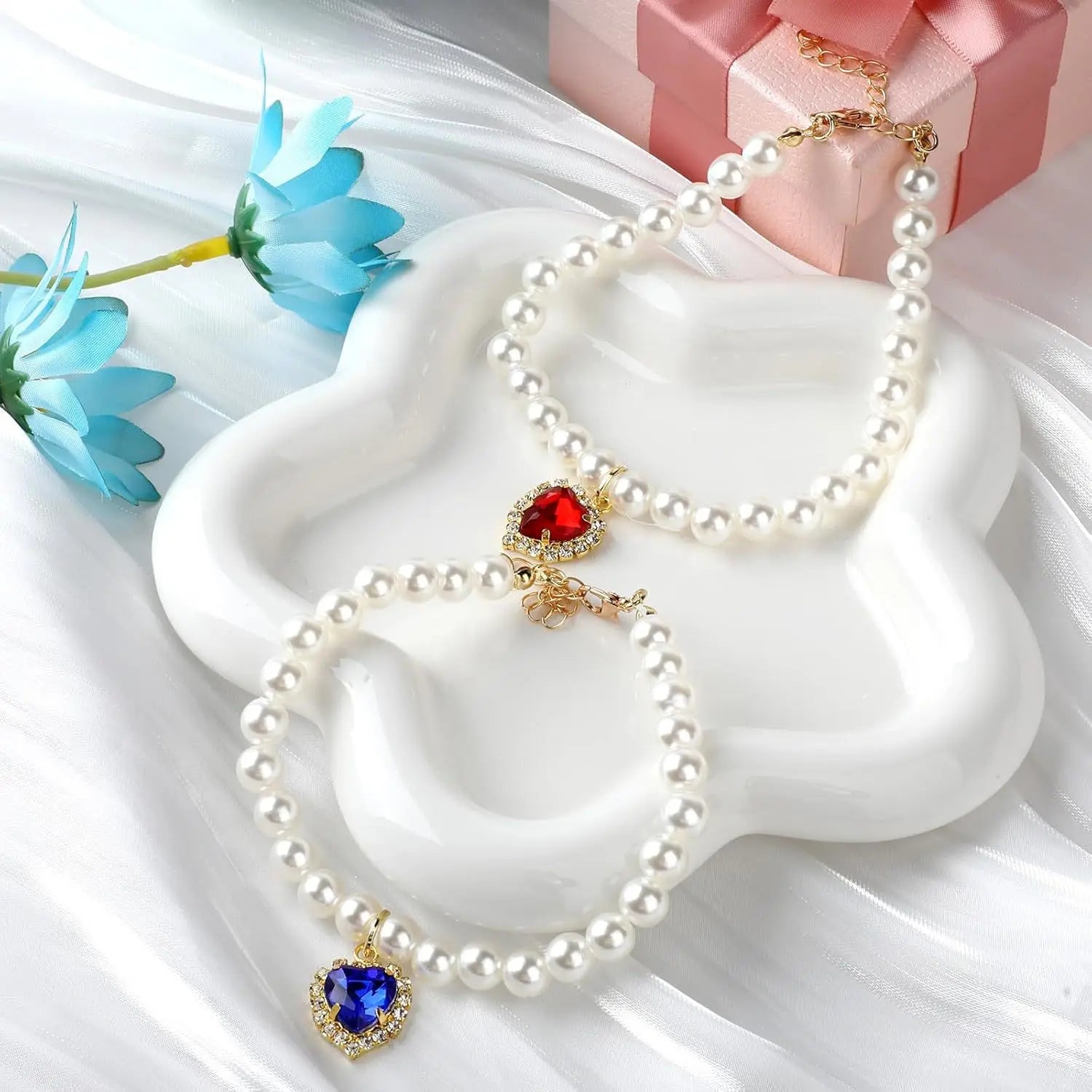 Collier perlé cœur - chat ou petit chien