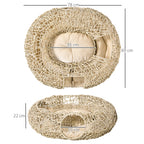 Panier tunnel en rotin avec coussin pour chat