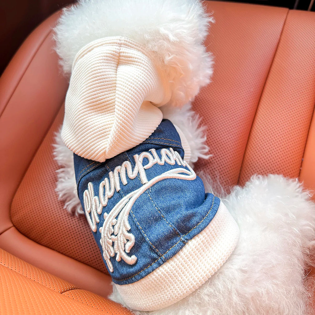 Veste à capuche style collège - chien et chat