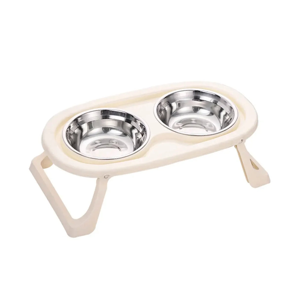 Bol double surélevé en inox avec support en PVC pour chat & petit chien