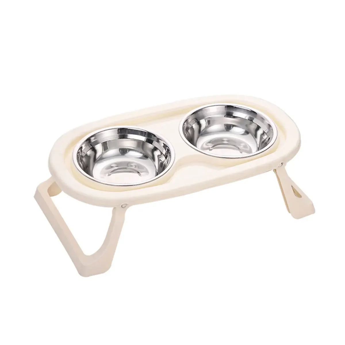 Bol double surélevé en inox avec support en PVC pour chat & petit chien