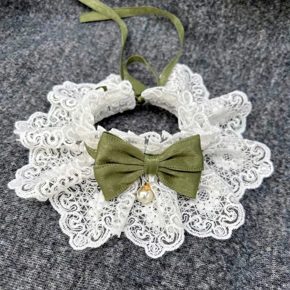 Collier dentelle nœud - chat ou petit chien