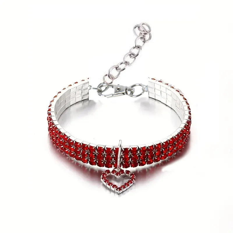 Collier strass cœur - chat ou petit chien