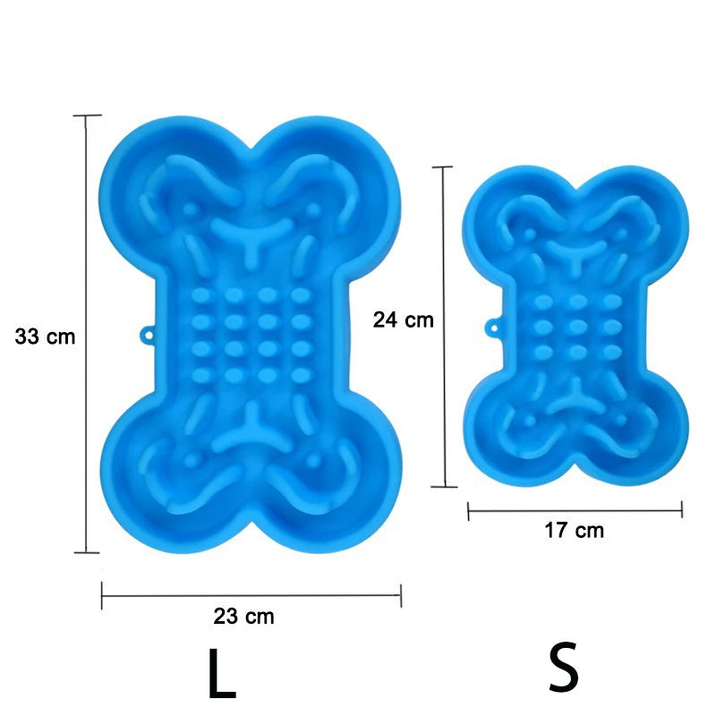 Gamelle lente en silicone en forme d’os pour chien et chat
