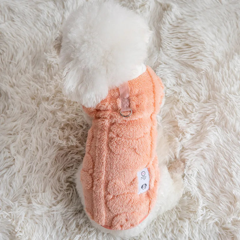 Gilet chaud en polaire avec anneau de laisse pour chat ou petit chien