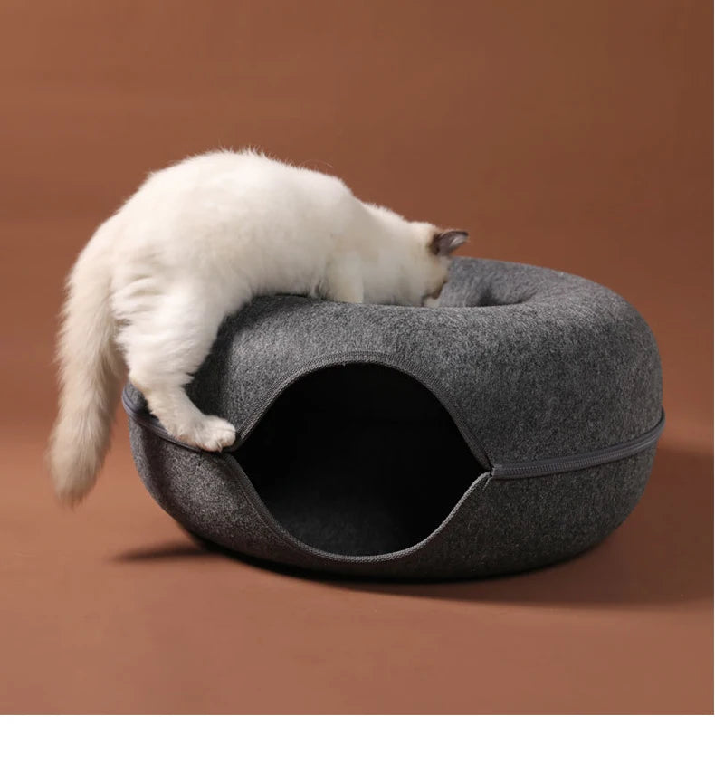 Tunnel Donut en Feutre pour Chat