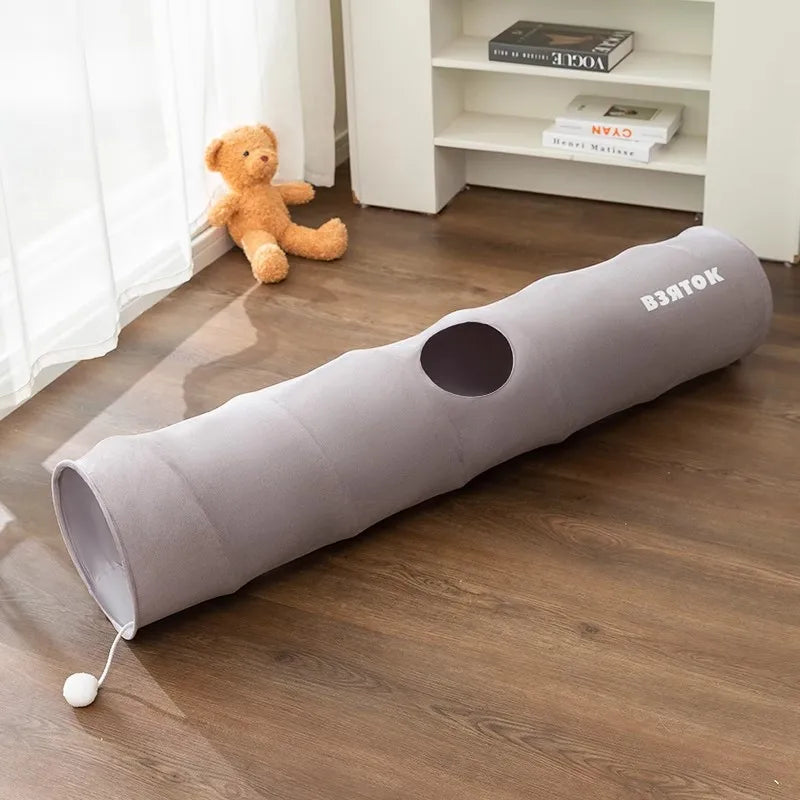 Tunnel interactif pliable pour chat avec balle suspendue