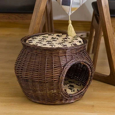 Maison en rotin pour chat