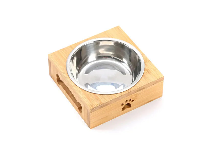 Gamelle sur support en bambou – chien et chat