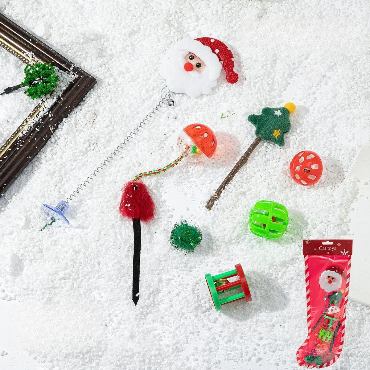 Chaussette de Noël Contenant Jouets pour Chat