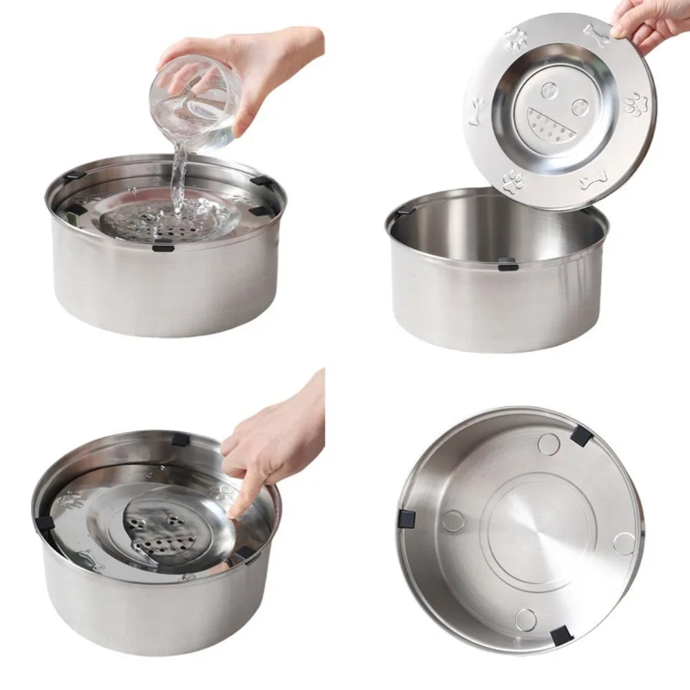 Bol à eau inox avec disque flottant - chien ou chat
