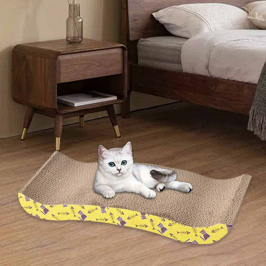 Planche griffoir en carton pour chat avec espace repos