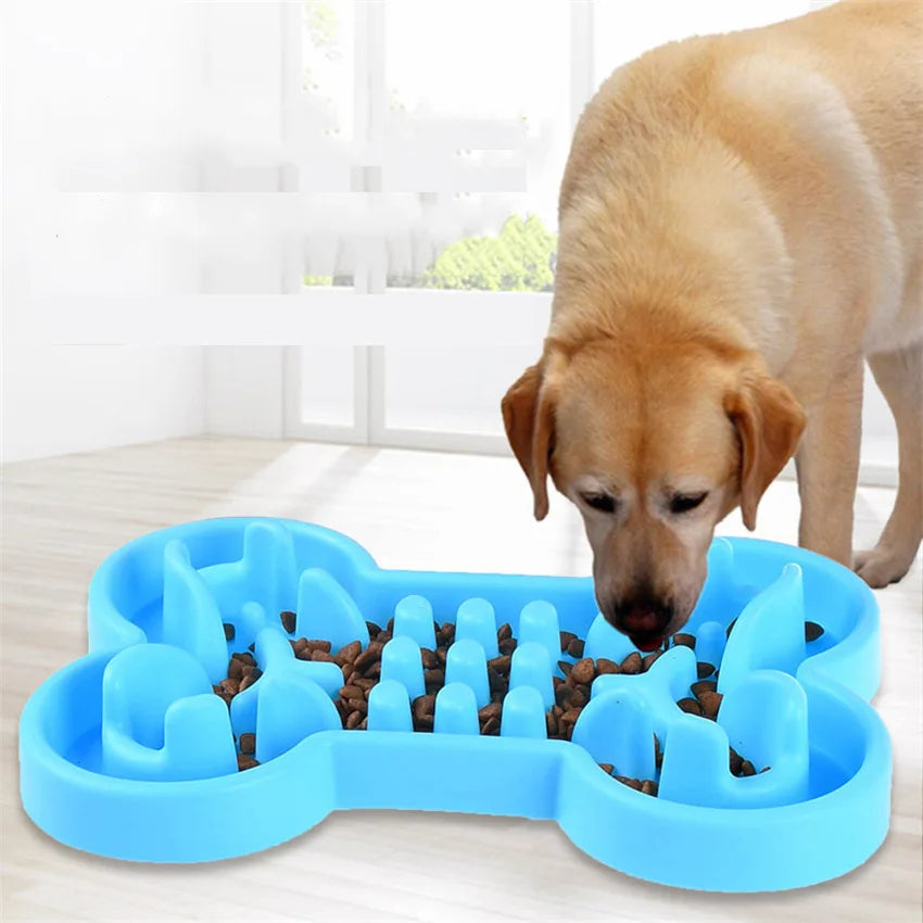 Gamelle lente en silicone en forme d’os pour chien et chat