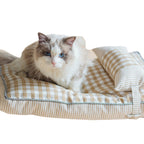 Coussin matelassé à carreaux avec oreiller pour chien et chat