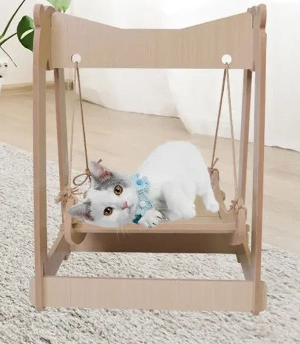 Hamac suspendu sécurisé en bois pour chat