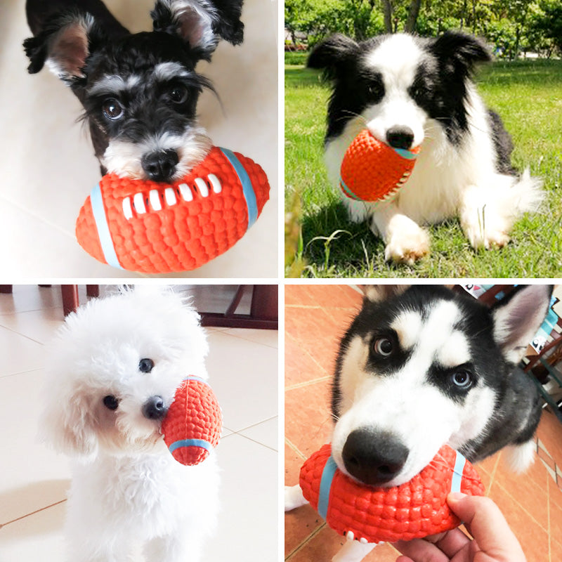 Jouet rugby sonore pour chien en caoutchouc souple