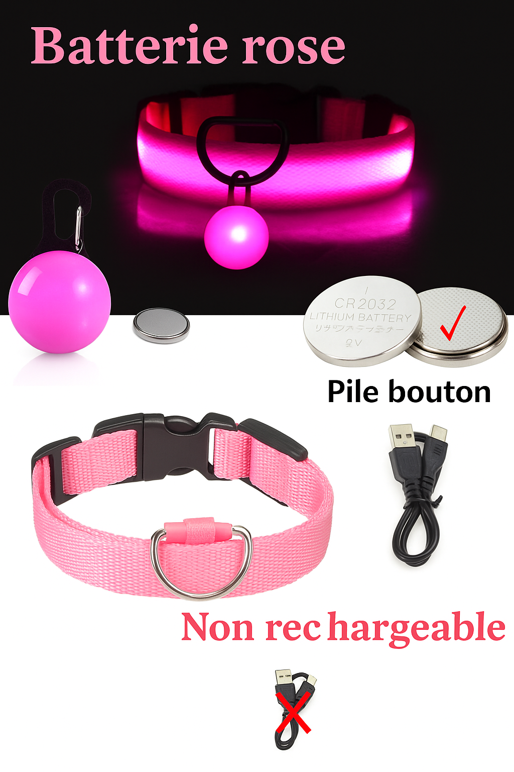 Collier lumineux LED pour chien