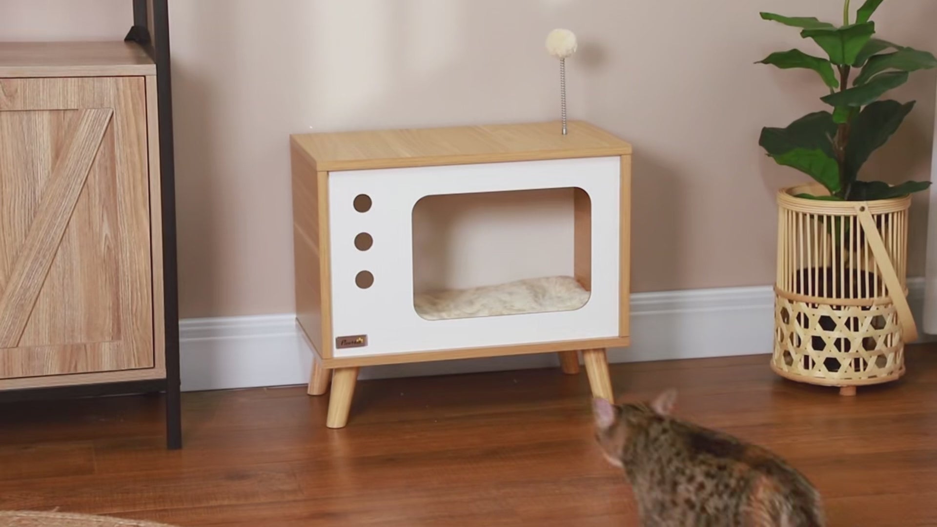 Panier pour chat style TV avec coussin