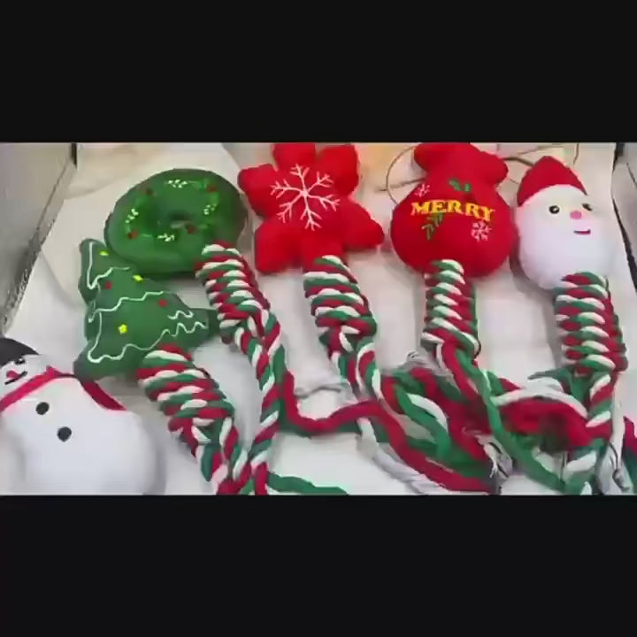 Jouet de Noël en corde & peluche pour chien & chiot