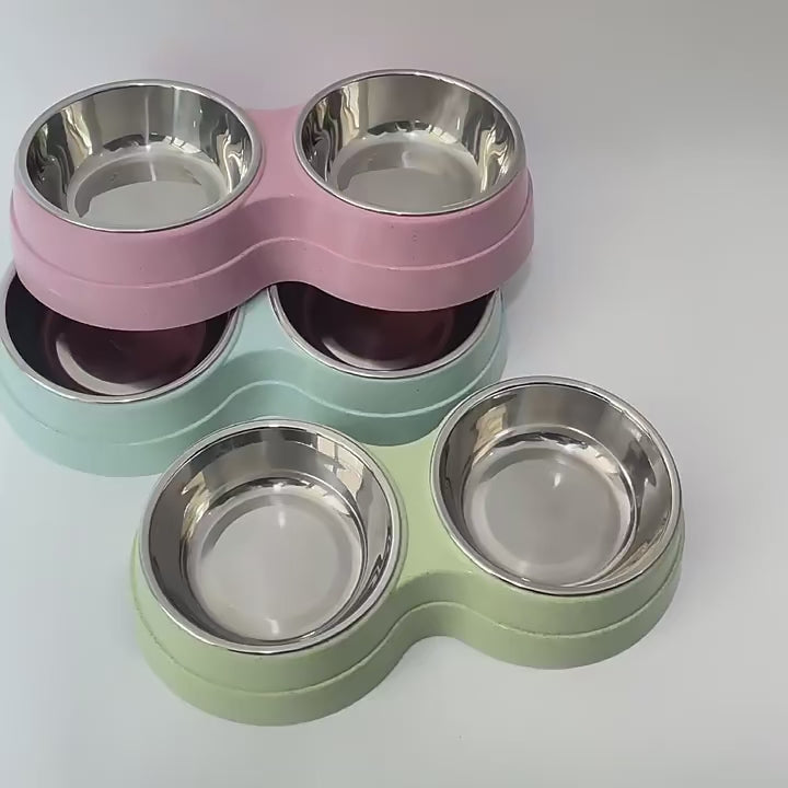 Double bol en acier inoxydable pour chien & chat