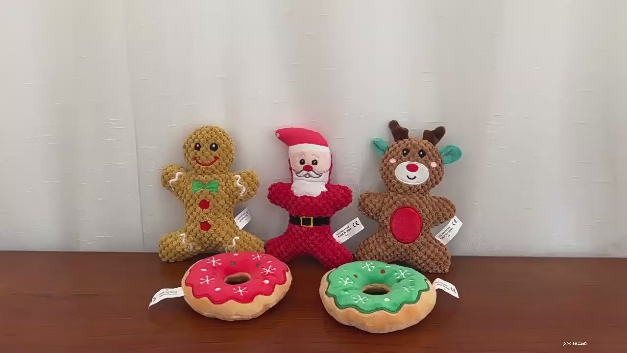 Jouet de Noël (donuts & biscuits festifs) en peluche pour chien